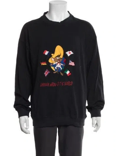 Pre-owned Jc De Castelbajac Graphic Print Crew Neck Sweatshirt In Black