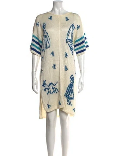 Pre-owned Jc De Castelbajac Graphic Print Knee-length Dress In Neutrals