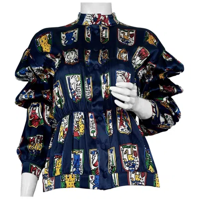 Pre-owned Jc De Castelbajac Jeans Charles De Castelbajac Pop Art Post Cards Silk Shirt Blouse In Black