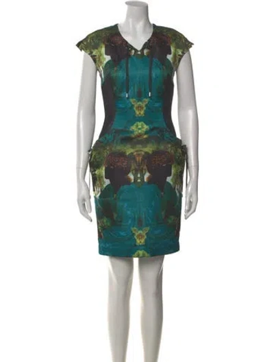 Pre-owned Jc De Castelbajac Printed Mini Dress In Green