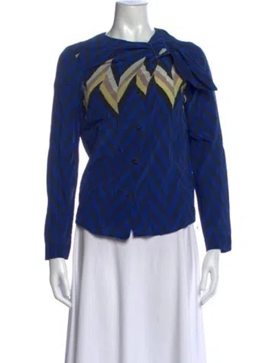 Pre-owned Jc De Castelbajac Silk Striped Top In Blue