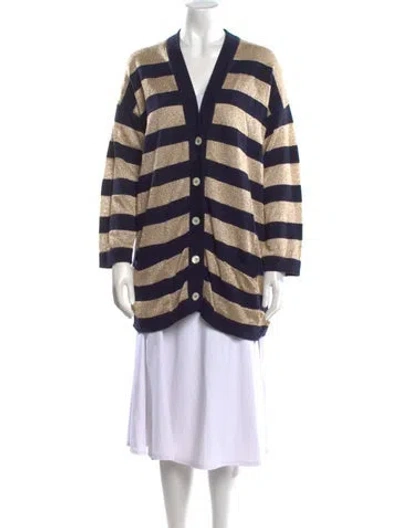 Pre-owned Jc De Castelbajac Striped V-neck Sweater In Blue