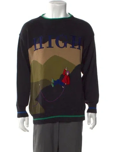 Pre-owned Jc De Castelbajac Wool Graphic Print Pullover In Black
