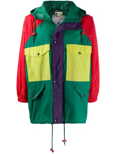 Pre-owned Jc De Castelbajac X K-way Colourblock Hooded Lightweight Coat In Green