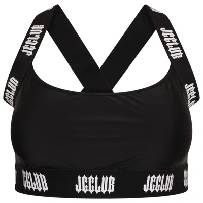 Jcclub Women's Black Logo-tape Bikini Set