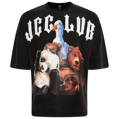 Jcclub Women's Black Teddy Bear Wash T-shirt