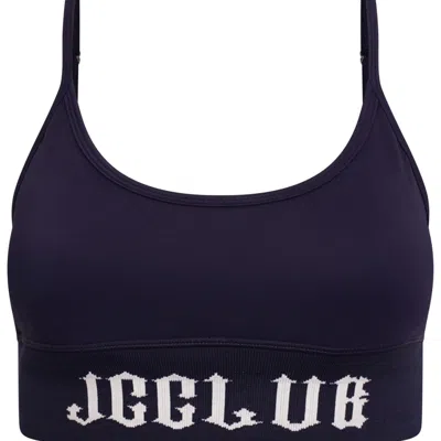 Jcclub Women's Blue Logo Embroidered Cropped Vest Top
