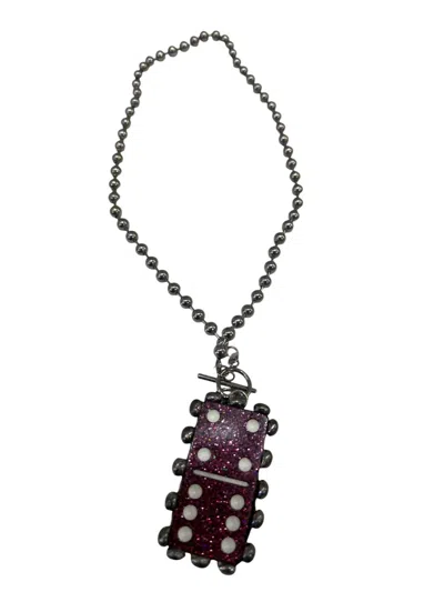 J.coons Women's Domino Glittered Necklace In Burgundy Glitter In Multi