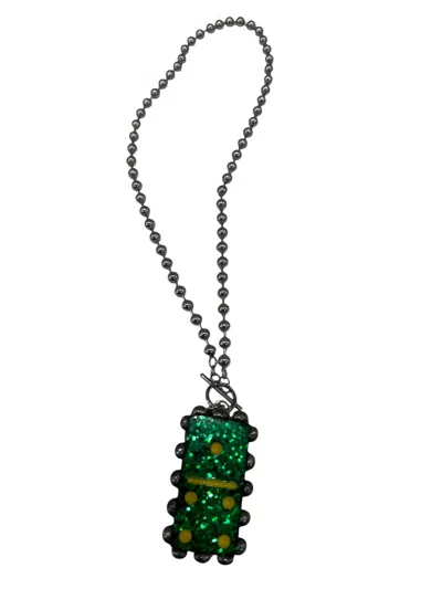 J.coons Women's Domino Glittered Necklace In Green Glitter In Multi