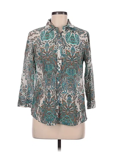 Pre-owned Jcpenney 3/4 Sleeve Blouse In Teal