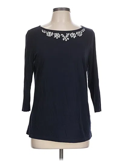 Pre-owned Jcpenney 3/4 Sleeve Top Black Boatneck Tops