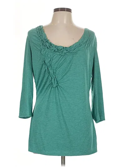 Pre-owned Jcpenney 3/4 Sleeve Top Teal Scoop Neck Tops