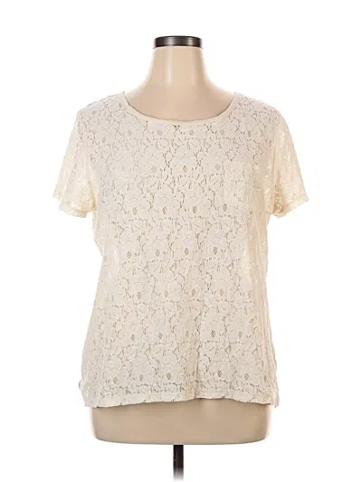 Pre-owned Jcpenney Short Sleeve Top Ivory Crew Neck Tops In White
