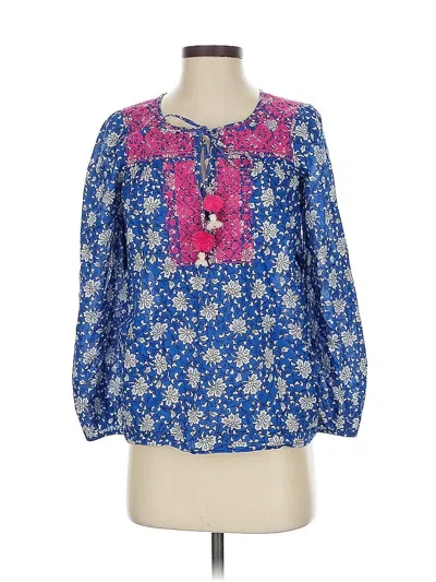 Pre-owned Jcrew 3/4 Sleeve Blouse In Blue