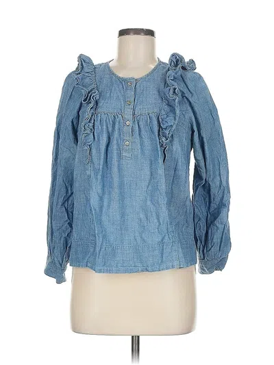 Pre-owned Jcrew 3/4 Sleeve Blouse In Blue