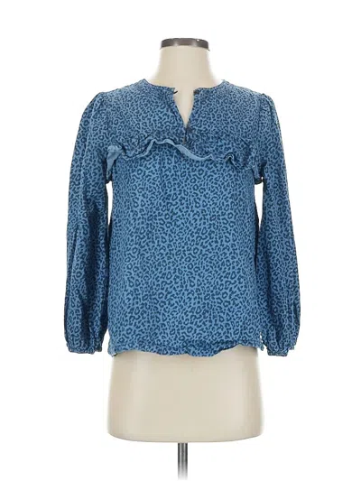 Pre-owned Jcrew 3/4 Sleeve Blouse In Blue