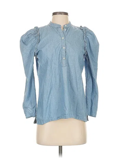 Pre-owned Jcrew 3/4 Sleeve Blouse In Blue