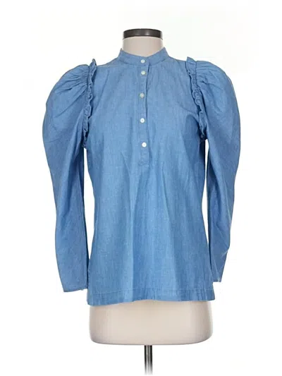 Pre-owned Jcrew 3/4 Sleeve Blouse In Blue