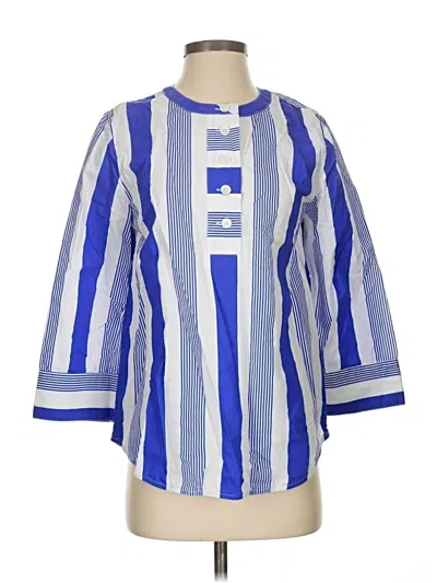 Pre-owned Jcrew 3/4 Sleeve Blouse In Blue