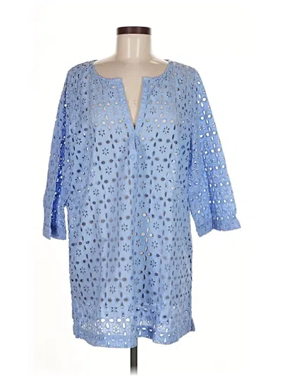 Pre-owned Jcrew 3/4 Sleeve Blouse In Blue