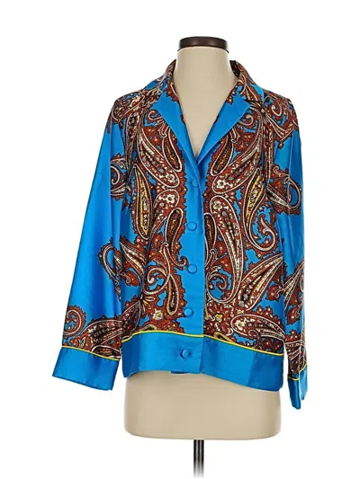 Pre-owned Jcrew 3/4 Sleeve Blouse In Blue