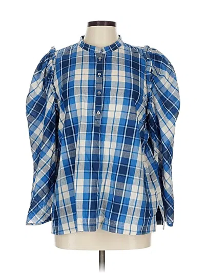 Pre-owned Jcrew 3/4 Sleeve Blouse In Blue