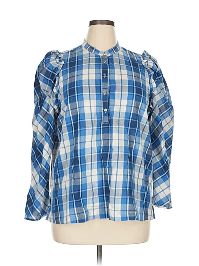 Pre-owned Jcrew 3/4 Sleeve Blouse In Blue