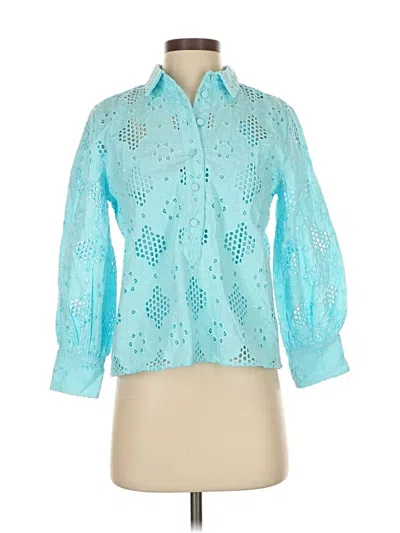 Pre-owned Jcrew 3/4 Sleeve Blouse In Blue