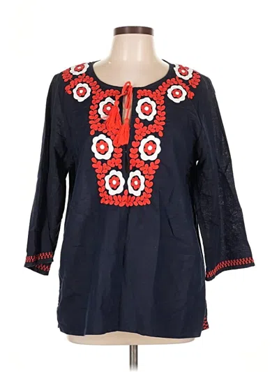 Pre-owned Jcrew 3/4 Sleeve Blouse In Blue