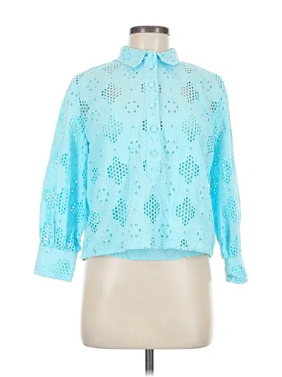 Pre-owned Jcrew 3/4 Sleeve Blouse In Blue