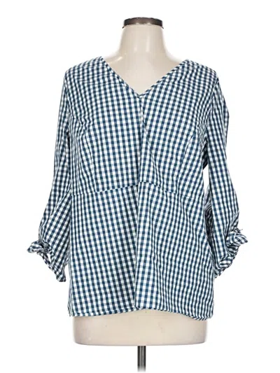 Pre-owned Jcrew 3/4 Sleeve Blouse In Blue