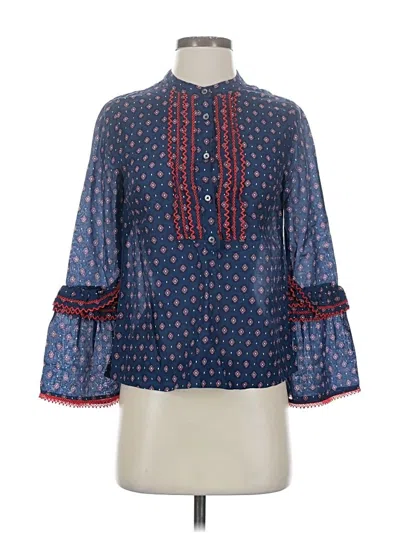 Pre-owned Jcrew 3/4 Sleeve Blouse In Blue