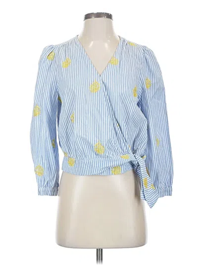 Pre-owned Jcrew 3/4 Sleeve Blouse In Blue