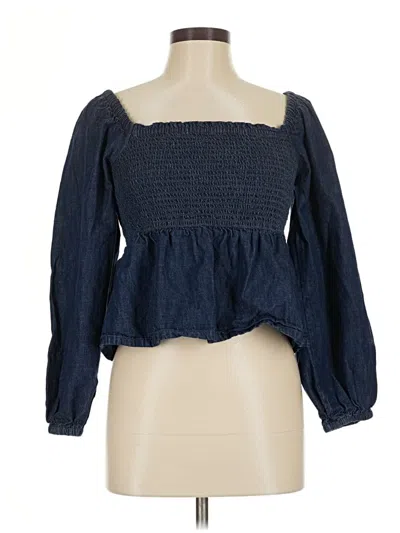 Pre-owned Jcrew 3/4 Sleeve Blouse In Blue
