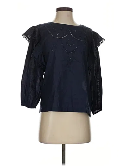 Pre-owned Jcrew 3/4 Sleeve Blouse In Blue