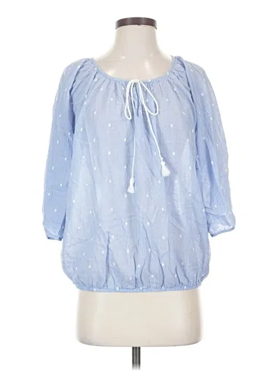 Pre-owned Jcrew 3/4 Sleeve Blouse In Blue