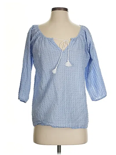 Pre-owned Jcrew 3/4 Sleeve Blouse In Blue