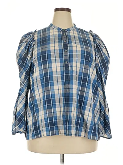 Pre-owned Jcrew 3/4 Sleeve Blouse In Blue
