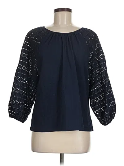 Pre-owned Jcrew 3/4 Sleeve Blouse In Blue