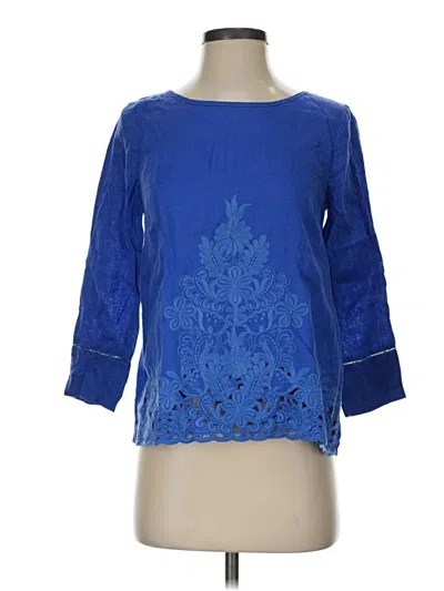 Pre-owned Jcrew 3/4 Sleeve Blouse In Blue