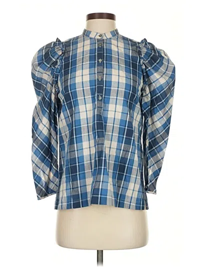 Pre-owned Jcrew 3/4 Sleeve Blouse In Blue