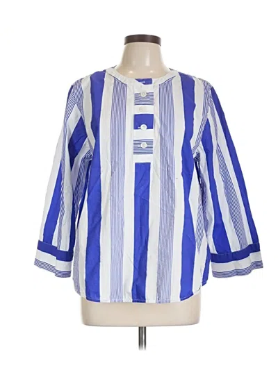 Pre-owned Jcrew 3/4 Sleeve Blouse In Blue