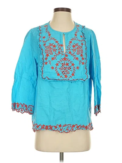 Pre-owned Jcrew 3/4 Sleeve Blouse In Blue