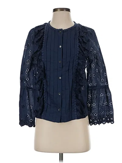 Pre-owned Jcrew 3/4 Sleeve Blouse In Blue
