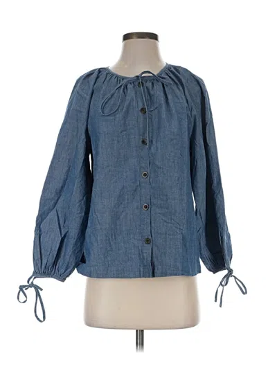 Pre-owned Jcrew 3/4 Sleeve Blouse In Blue