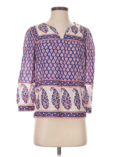 Pre-owned Jcrew 3/4 Sleeve Blouse In Blue