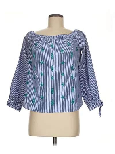 Pre-owned Jcrew 3/4 Sleeve Blouse In Blue