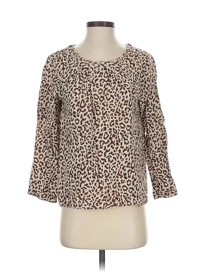Pre-owned Jcrew 3/4 Sleeve Blouse In Brown