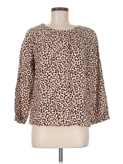 Pre-owned Jcrew 3/4 Sleeve Blouse In Brown