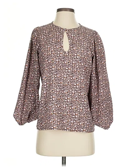 Pre-owned Jcrew 3/4 Sleeve Blouse In Brown